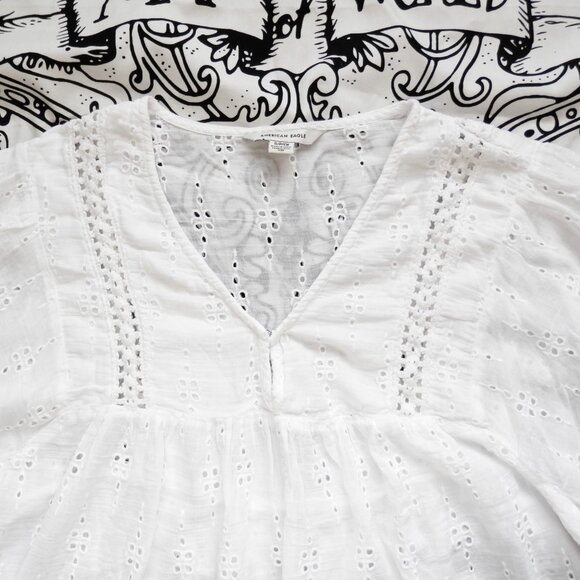 AE || Eyelet Boho Long Sleeve Blouse - Picture 2 of 7